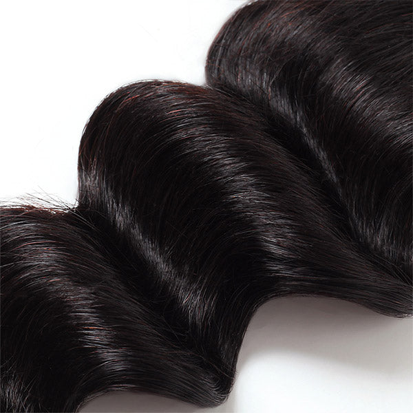 Loose Deep Wave 4 Bundles Deal Peruvian 100% Human Hair Weaves Loose Deep Weave Hair Bundles With Closure