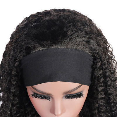 Curly Hair Headband Wig 180% Density Human Hair Wigs Kinky Curly Glueless Wig