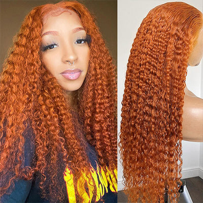 Ginger Curly Hair Wigs 5x5 HD Lace Closure Wig Pre-plucked Deep Curly Human Hair Wig