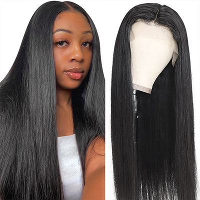 Straight Human Hair Wigs Transparent T Part Lace Wig 13X1 Middle Part Lace Front Wig