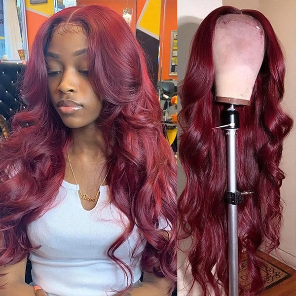 Body Wave 99J Color Lace Wigs Hd 13x6 Front Wig Pre Plucked Natural Hairline For Black Women