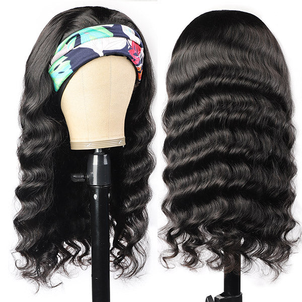 Loose Wave Human Hair Wigs With Headbands No Glue Sewing Easy To Install