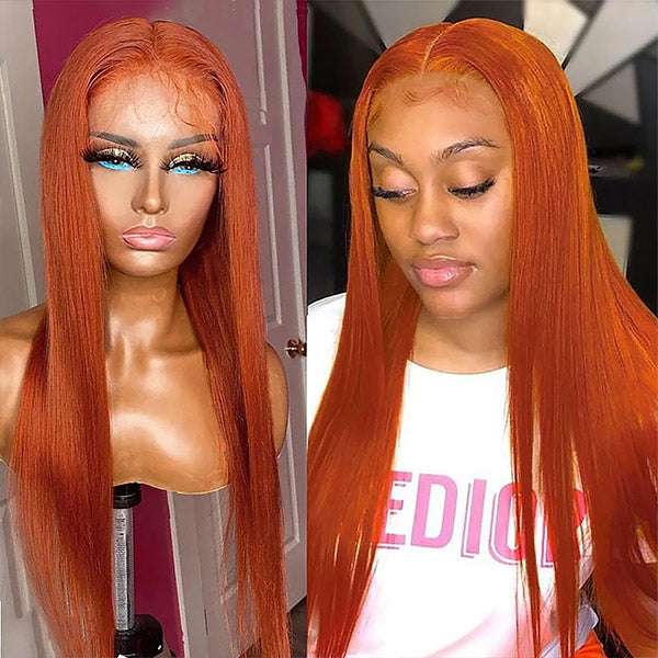 Straight Ginger Wig 5x5 HD Lace Closure Wigs Straight Human Hair Wigs 200% Density