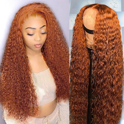 30 Inch Ginger Orange Color Deep Wave 5x5 Lace Closure Wig Long Deep Wave Human Hair Wig