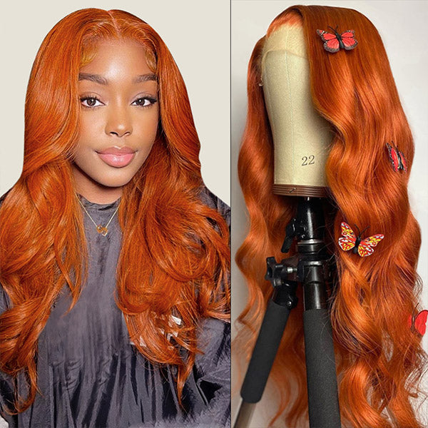 Ginger Color Human Hair Body Wave Wig 13x6 Lace Front Wig Colored Human Hair Wigs