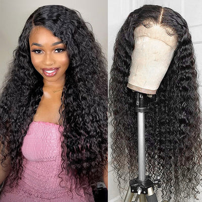 Curly Lace Front Wig 5x5 Transparent Lace Closure Wig Deep Curly Virgin Human Hair