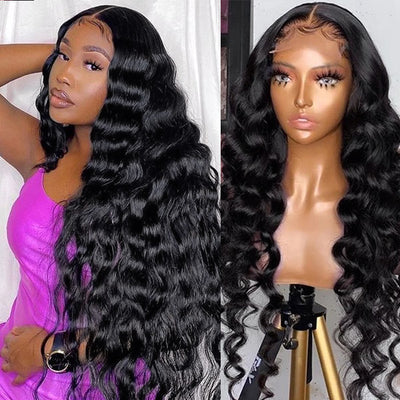 30 32 Inch Loose Deep Wave Lace Frontal Wigs 13x4 HD Transparent Human Hair Wig Ama Hair