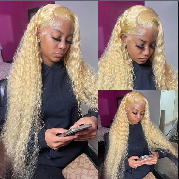 613 Lace Front Wig Blonde Deep Wave Wig Honey Blonde HD Lace Front Wigs 13x4 Lace Frontal Wigs Glueless Human Hair Wigs