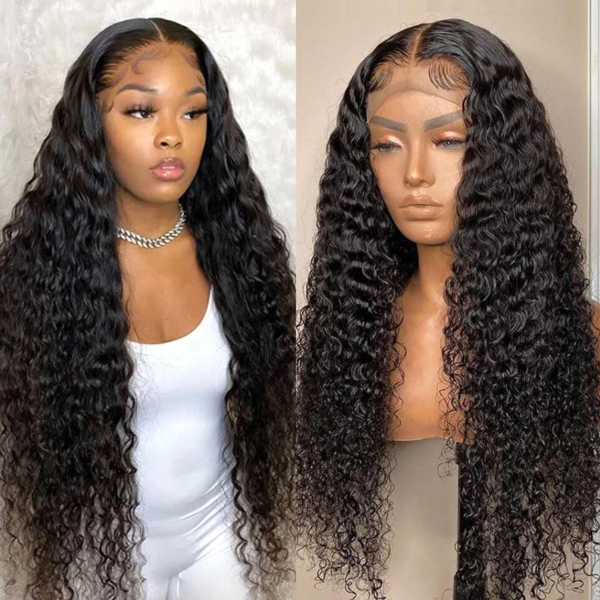 Glueless Deep Wave 200% Density 13x4 HD Lace Frontal Wigs 32 Inch PrePlucked Human Hair For Women