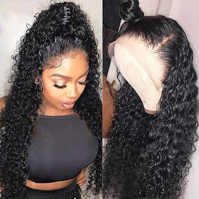Curly Wig Virgin Human Hair Tranparent 13x6 Lace Front Wig Preplucked For Women