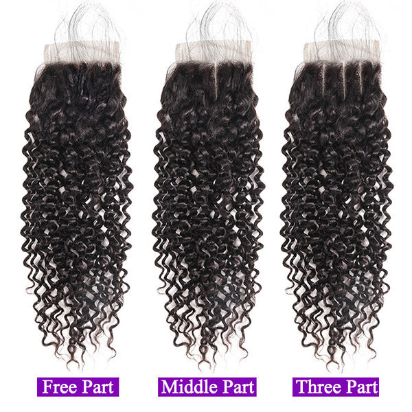 Curly Hair Bundles With Closure Branzilian Human Hair Deep Curly 3 Bundles With 4x4 Lace Closure