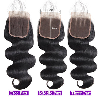 Body Wave Bundles With Closure Malaysian Hair Bundles And 4x4 Lace Closure Black Color Extensions