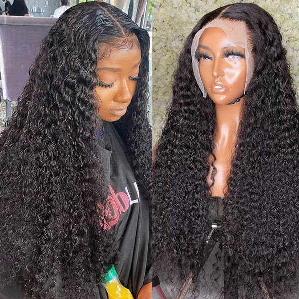 Glueless Deep Wave 200% Density 13x4 HD Lace Frontal Wigs 32 Inch PrePlucked Human Hair For Women Ama Hair