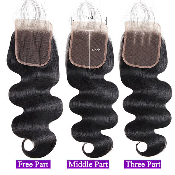 Unprocessed Body Wave Hair Indian Hair Bundles With 4x4 Lace Closure Body Wave Hair With Closure