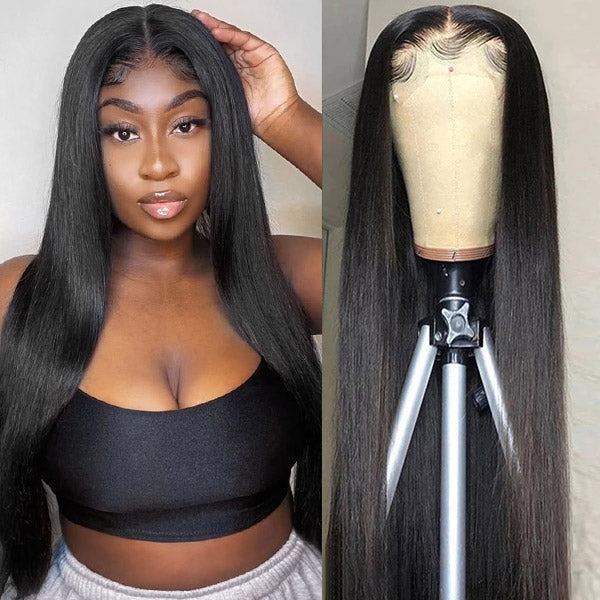 5x5 Straight Human Hair Wigs Invisible Transparent Lace Closure Wig 30 Inch