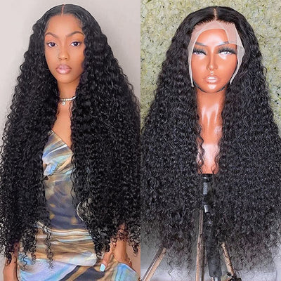 HD Lace 32 Inch Kinky Curly 13x4 Front Wigs Long Human Hair Wigs For Black Women Natural Color Ama Hair
