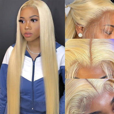 30inch 613 Blonde Long Straight 13x4x1 Lace Part Wig HD Transparent Human Hair Wigs Pre Plucked