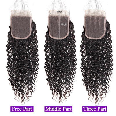 Deep Curly Wave Bundles With Closure Malaysian Bundles With Closure Kinky Curly Human Hair