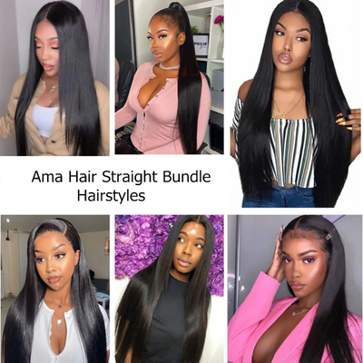 Malaysian Straight Human Hair 3 Bundles With 4x4 Lace Closure With Baby Hair