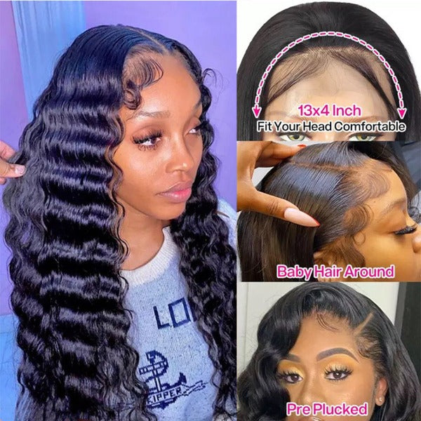 Loose Deep Wave Frontal Wig Undetectable Invisiable 13x4 HD Lace Front Wigs With Baby Hair Pre-Plucked Hair Line