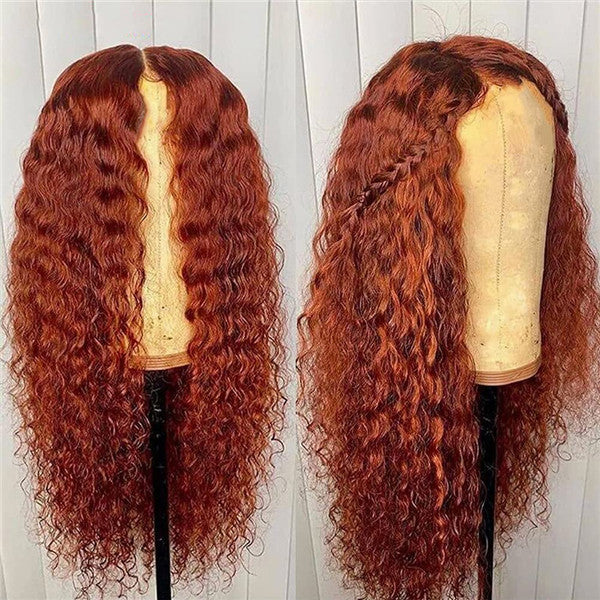 Deep Wave Lace Front Wigs Ginger Color Human Hair 13x6 Lace Wig Colored Brown Hair