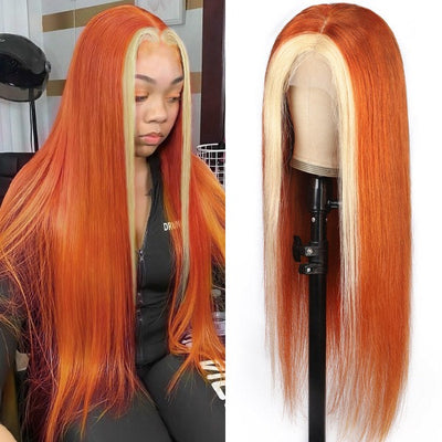 Ginger Blonde Wig 613 Highlight 13x4 HD Transparent Lace Frontal Wig Cheap Brazilian Bone Straight Human Hair Wigs 30 32 Inch