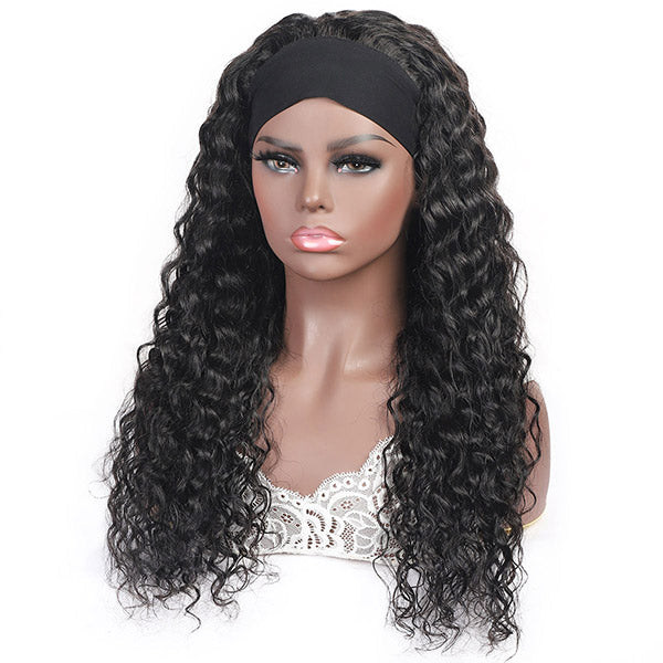 Glueless Human Hair Wigs Water Wave Headband Wig For Black Women