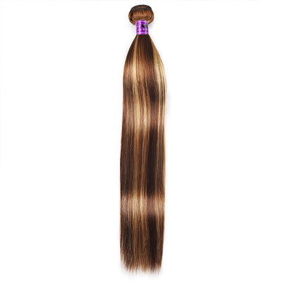 4 Bundles Highlight Straight Human Hair 4/27 Blonde Virgin Peruvian Hair