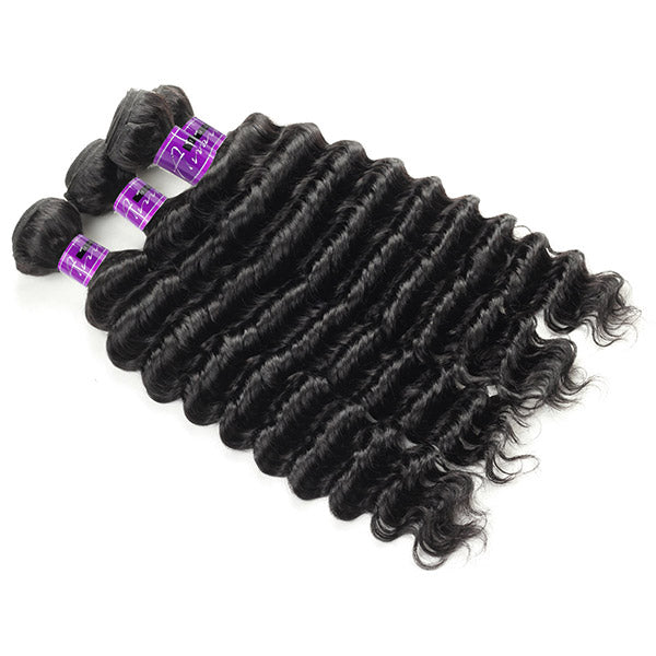 Brazilian Deep Wave Bundle Hair Weave 3 Bundles Deal 100% Human Hair