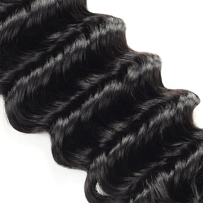 3 Bundles With Closure Deep Wave Hair Transparent 4x4 Lace Closure With Bundles Peruvian Hair