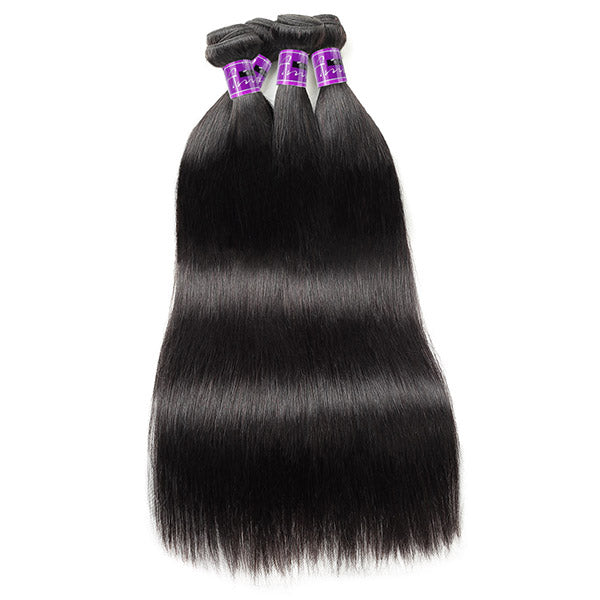 HD Lace Frontal With Bundles Peruvian Straight Hair 4 Bundles With 13x4 Lace Front Closure