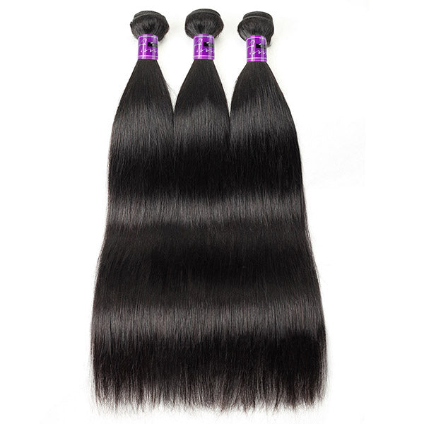 Peruvian Hair Bundles Straight Human Hair Weave Bundles Silk Straight Hair 3Bundles Deal Natural Black