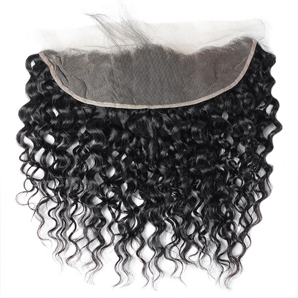 Water Wave Frontals Malaysian Water Curly 4Bundles With 13x4 Ear To Ear Lace Closure