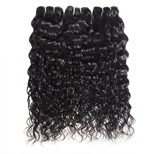 Peruvian Human Hair Water Wave Bundles With Closure 100% Unprocessed Ocean Wave Weave Hair Extensions