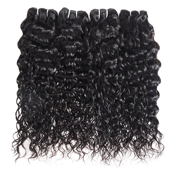 13x4 HD Lace Frontal With Bundles Peruvian Water Wave Hair Weave 4 Bundles With Ear To Ear Closure