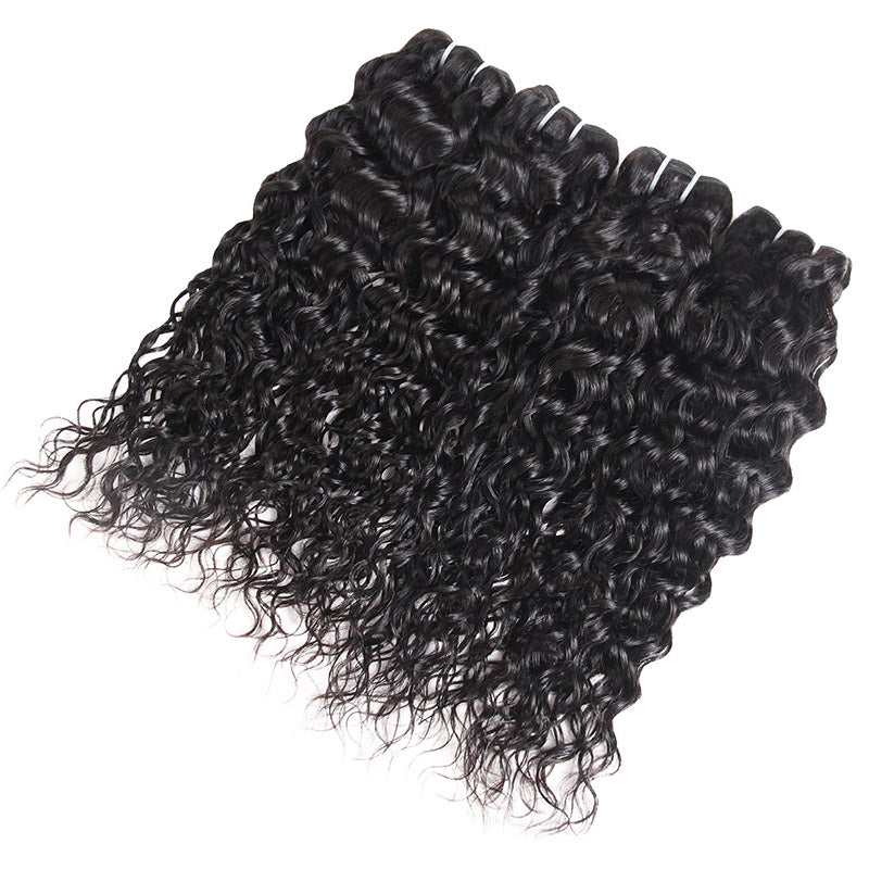 Water Wave Human Hair Bundles 3Pcs With 4x4 Closure Brazilian Hair Weave Deals