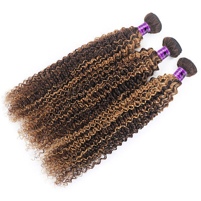P4 27 Highlight Human Hair Bundles 10A Malaysian Hair Curly Wave Bundles 3 Bundles Deal
