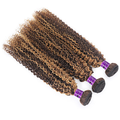 Highlight Colored Bundles Peruvian Jerry Curly Hair 3 Bundles Kinky Curly Hair For Black Women