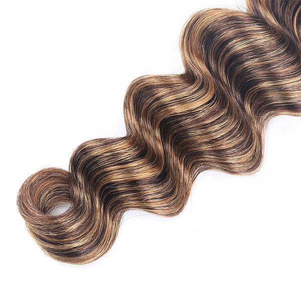 Ombre Highlight Loose Deep Wave Hair Bundles 3 Pcs Peruvian Deep Loose Weave Hair