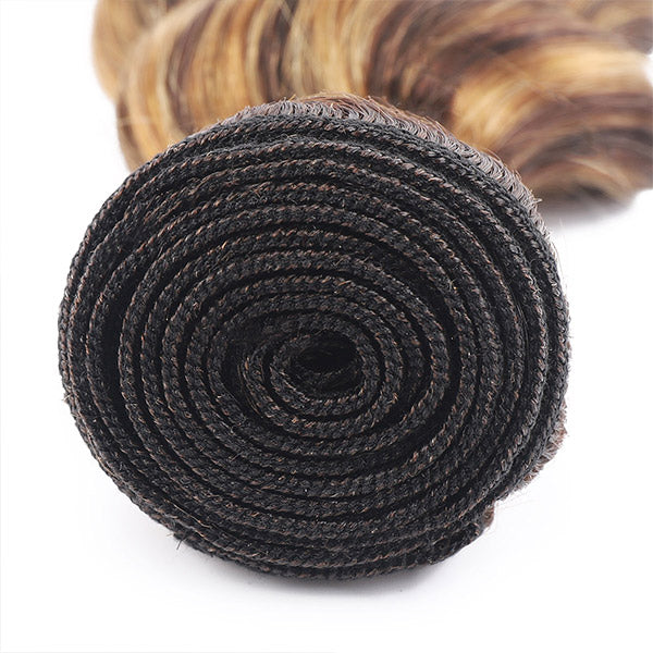 4 Bundles Highlight Loose Deep Wave Bundles Ombre Peruvian Hair Weave Extensions