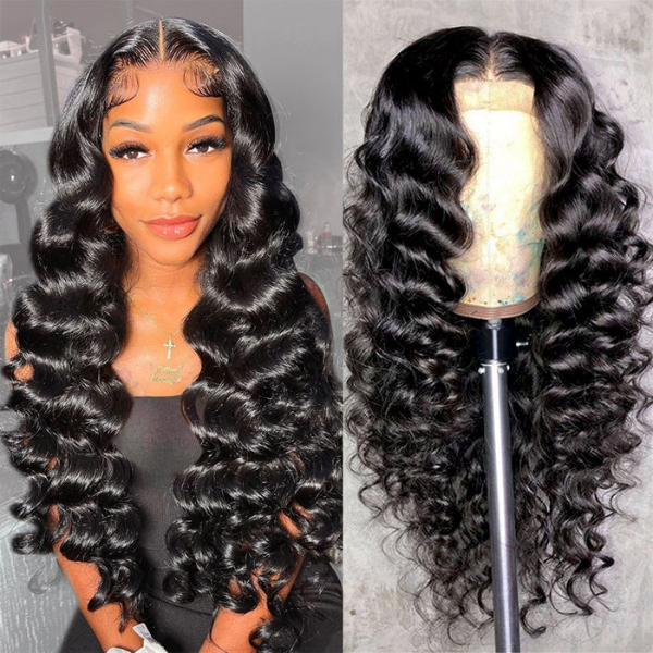 Loose Deep Wave Frontal Wig Undetectable Invisiable 13x4 HD Lace Front Wigs With Baby Hair Pre-Plucked Hair Line