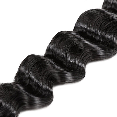 Loose Deep Wave Bundles With Closure Brazilian Hair Weave 4 Bundles With Transparent Lace Closure