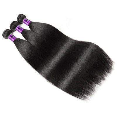 Peruvian Hair Bundles Straight Human Hair Weave Bundles Silk Straight Hair 3Bundles Deal Natural Black