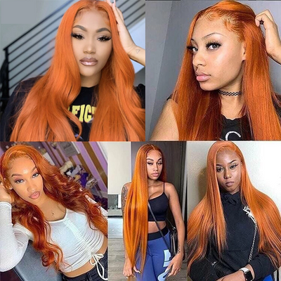 Ginger Color Straight Hair 3 Bundles With Lace Closure Brazilian Human Hair Extensions