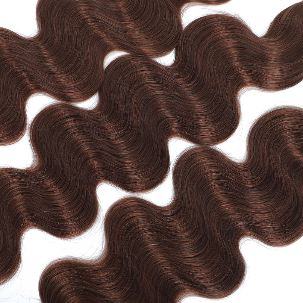 #4 Chocolate Brown Colored Body Wave 3 Bundles With Closure Peruvian Human Hair Extensions