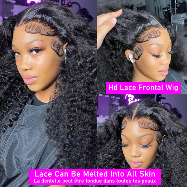 Deep Wave Invisible 13x4 HD Lace Front Wig Virgin Human Hair Wig Preplucked Hairline