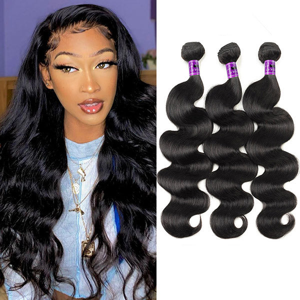Peruvian Hair Weft Body Wave 3 Bundles Natural Black Color Body Wave Extensions