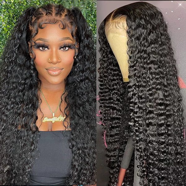 32Inch Curly Long Wigs For Women Brazilian Deep Curly Human Hair Wigs 4x4 HD Lace Closure Wigs Natural Hairline