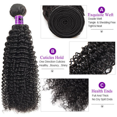 4 Bundles Curly Virgin Human Hair 100% Unprocessed Peruvian Hair For Women