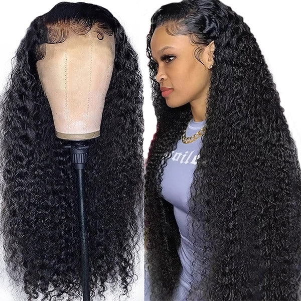 13x4 Kinky Curly Lace Front Human Hair Wigs Brazilian HD Transparent Lace Frontal Wig 180% 200% Density